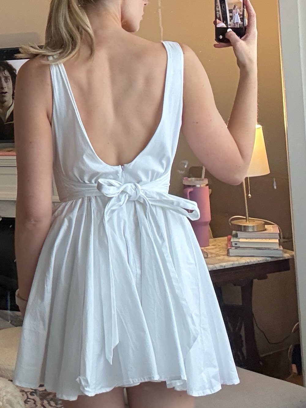 White Square-Neck Fit & Flare Dress - Picture 3 of 7